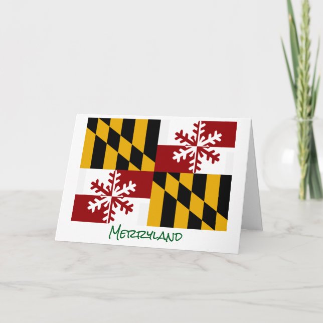 Festividades Cartão de Natal Floco de Neve Bandeira de Maryland (Frente)