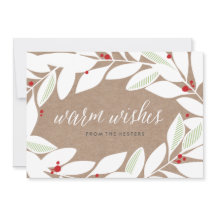 Cartão de Natal Floral com Raminhos de Folha de Lo