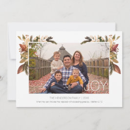 Festividades Cartão de Natal Floral de Joy Watercolor Simples