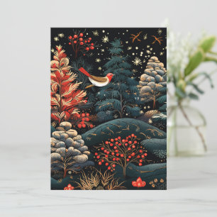 Festividades Cartão de Natal Floral Moderno Único Sem Foto