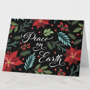 Festividades Cartão de Natal Floral Paz na Terra