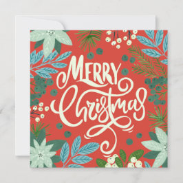 Festividades Cartão de Natal Floral Vermelho com Foto