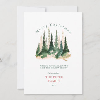 Festividades Cartão de Natal Floresta Aquarela Feliz Natal