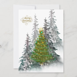 Festividades Cartão de Natal Floresta de Neve Elegante Árvore d