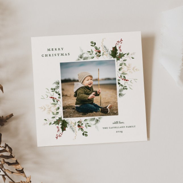 Festividades Cartão de Natal Folhagem Festiva Plano (Criador carregado)