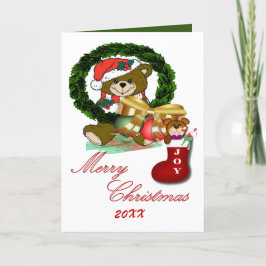 Festividades Cartão de Natal Folheado de papais noeis