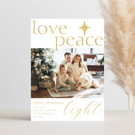 Festividades Cartão de Natal Foto Chapado Dourado e Branco