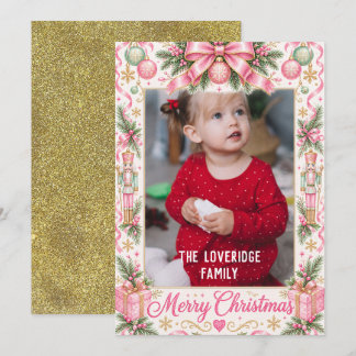 Festividades Cartão de Natal Foto com Aquarela Rosa Soldado de 