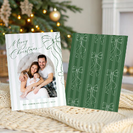 Festividades Cartão de Natal Foto com Laço Verde