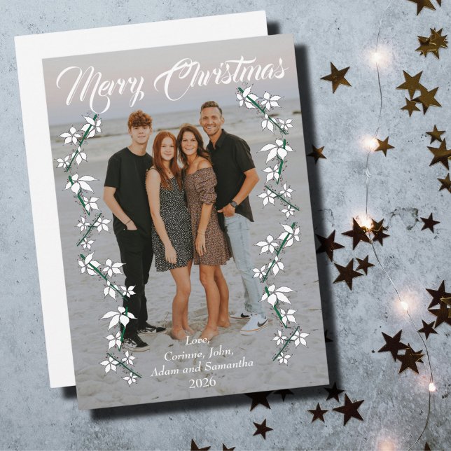 Festividades Cartão de Natal foto de Natal ano script branco (Criador carregado)