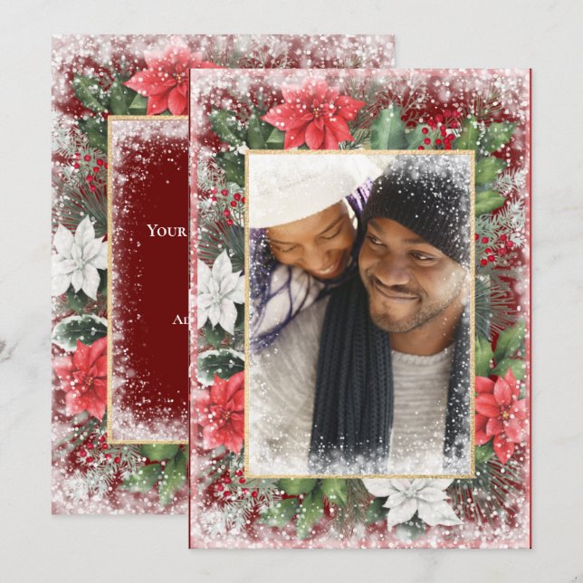 Festividades Cartão de Natal Foto Férias Natal Vermelho Sazonal (Frente/Verso)