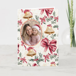 Festividades Cartão de Natal Fotográfico com Arcos Rosa Dourado