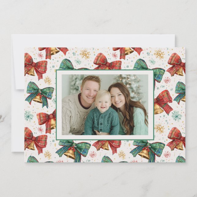 Festividades Cartão de Natal Fotográfico de Arcos xadrezes (Frente)