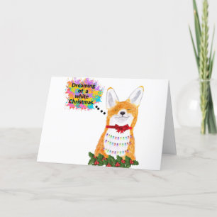 Festividades Cartão de Natal Fox sonhando com um Natal branco