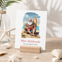 Cartão de Natal Fun Mele Kalikimaka Santa Surfboar