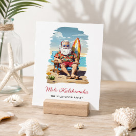 Festividades Cartão de Natal Fun Mele Kalikimaka Santa Surfboar