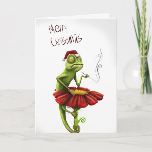 Festividades Cartão de Natal Funny Chameleon
