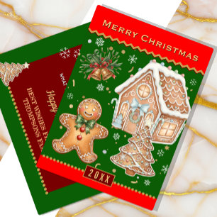 Festividades Cartão de Natal, Gingerbird Man, Red/Green