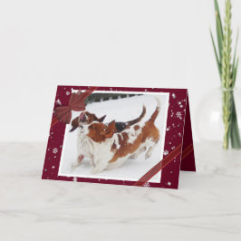 Festividades Cartão de Natal giro com cães de basset na neve