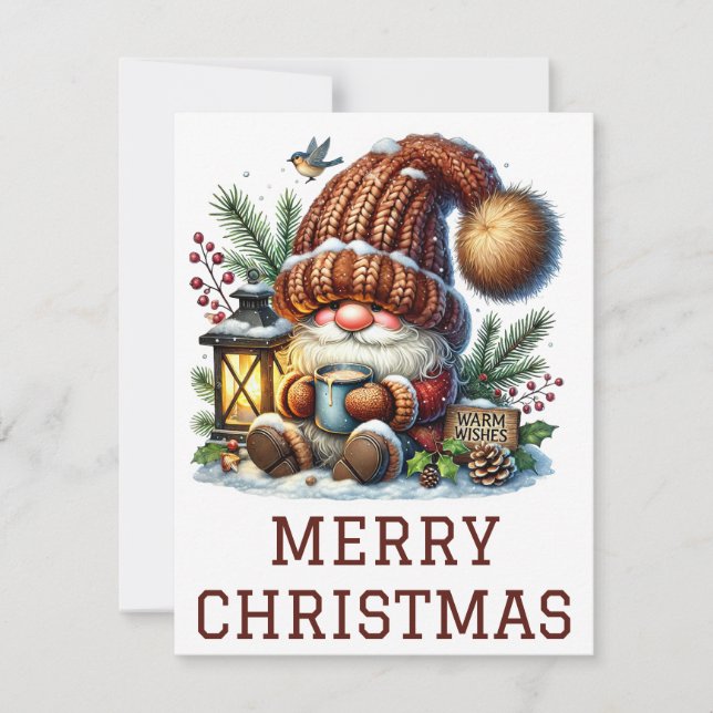 Festividades Cartão de Natal Gnomo (Frente)