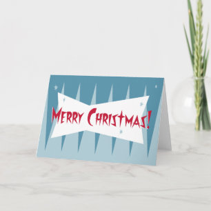 Festividades Cartão de Natal Googie do século médio: Azul