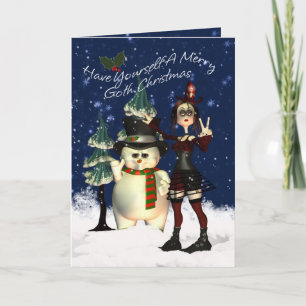 Festividades Cartão de Natal gótico, H.I.P. E boneco de neve
