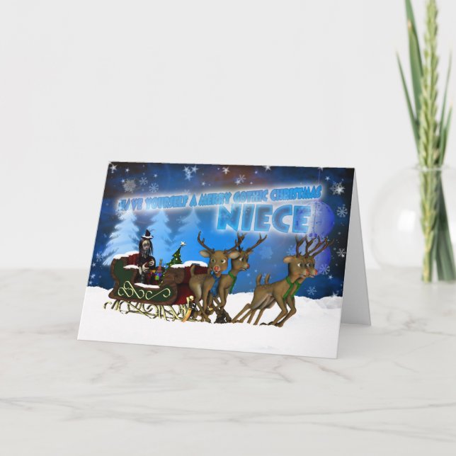 Festividades Cartão de Natal Gótico Niece, H.I.P. E Reindeer (Frente)
