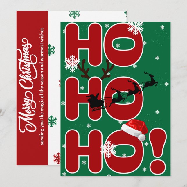 Festividades Cartão de Natal Ho Ho Ho (Frente/Verso)