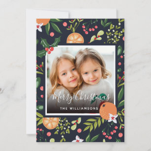 Festividades Cartão de Natal Holiday Greenery and Citrus Photo