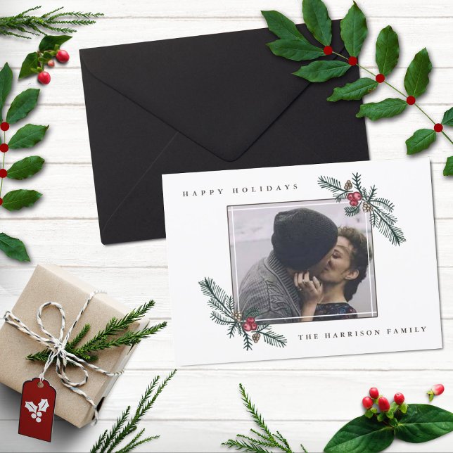 Festividades Cartão de Natal Holly Branches (Criador carregado)