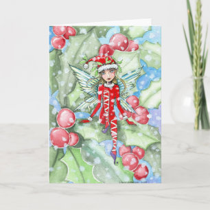 Festividades Cartão de Natal Holly Fairy por Molly Harrison