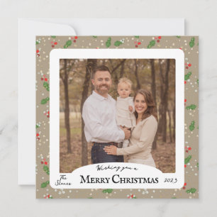 Festividades Cartão de Natal Holly Quadrado