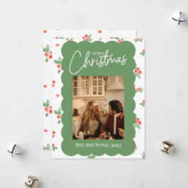 Festividades Cartão de Natal Holly Scallop