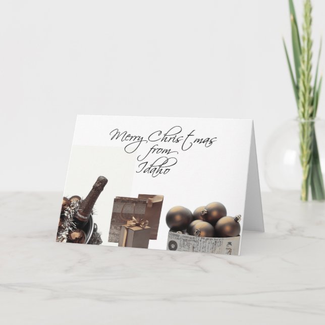 Festividades Cartão de Natal Idaho com ornamentos (Frente)