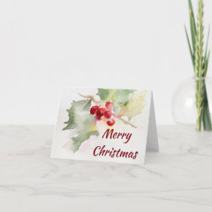 Festividades Cartão de Natal - Impressão em Aquarela Frutas de
