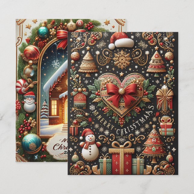 Festividades Cartão de Natal inigualável. (Frente/Verso)