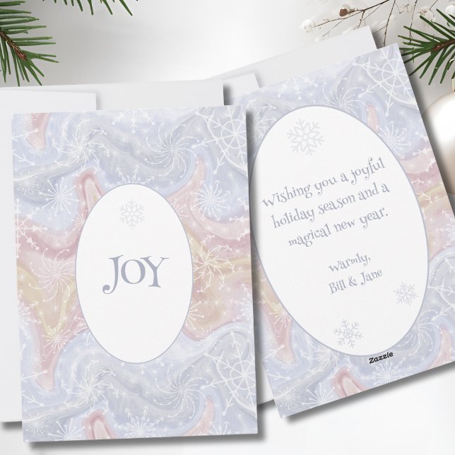 Festividades Cartão de Natal JOY Flat da Snowflake – Mensagem P (Snowflake Joy Holiday Flat Card)