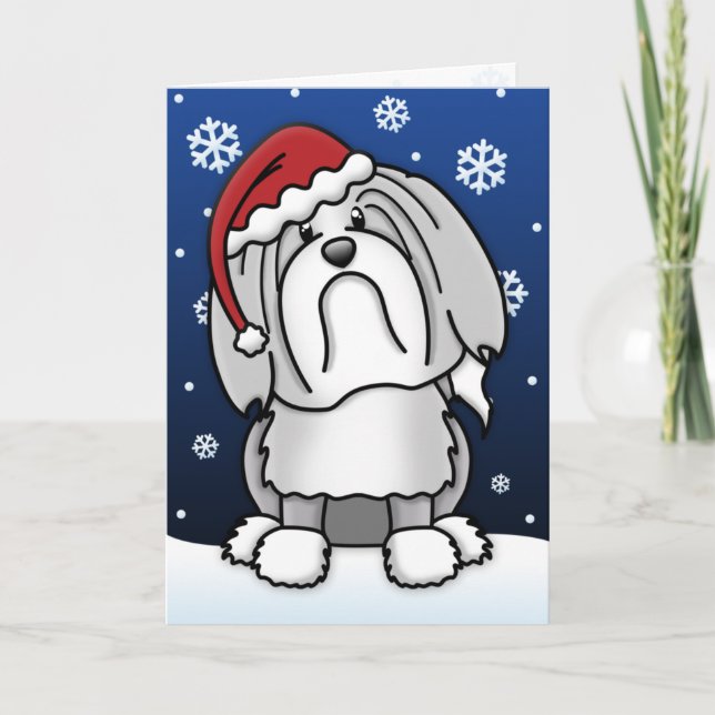 Festividades Cartão de Natal Kawaii Lowchen (Frente)