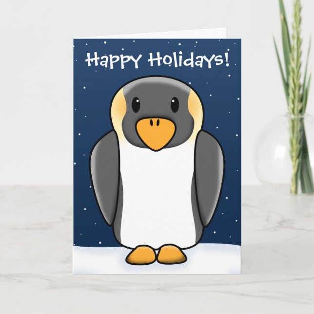 Festividades Cartão de Natal Kawaii Penguin (Frente)
