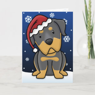 Festividades Cartão de Natal Kawaii Rottweiler
