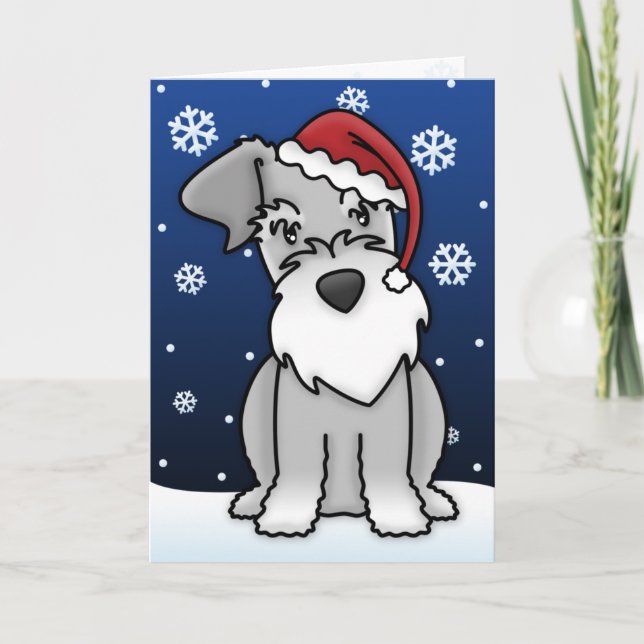 Festividades Cartão de Natal Kawaii Schnauzer (Frente)