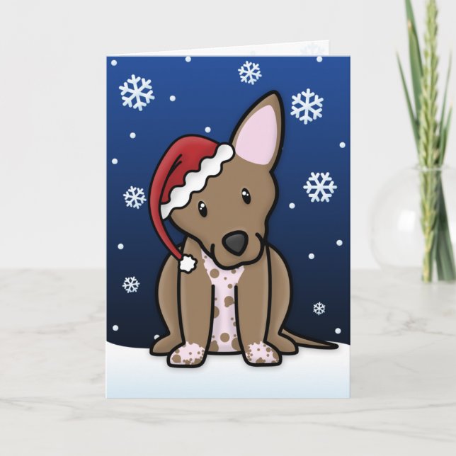Festividades Cartão de Natal Kawaii Xoloitzcuintli (Frente)
