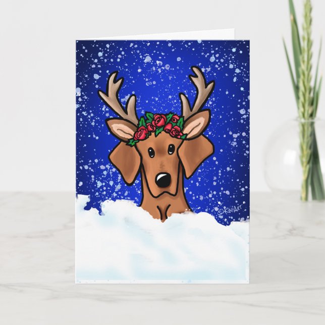 Festividades Cartão de Natal KiniArt Vizsla Hound (Frente)