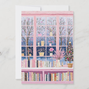 Festividades Cartão de Natal Literário Rosa Pastel Festivo