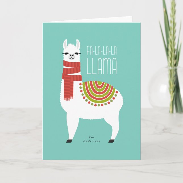 Festividades Cartão de Natal Llama (Frente)