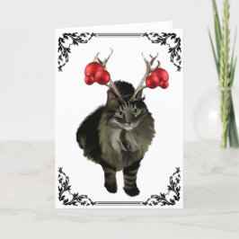 Festividades Cartão de Natal Maine Coon Reindeer