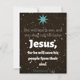 Festividades Cartão de Natal Matthew 1:21