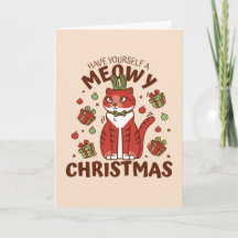 Cartão de Natal Meowy Christmas e um Feliz Ano Nov