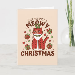 Festividades Cartão de Natal Meowy Christmas e um Feliz Ano Nov