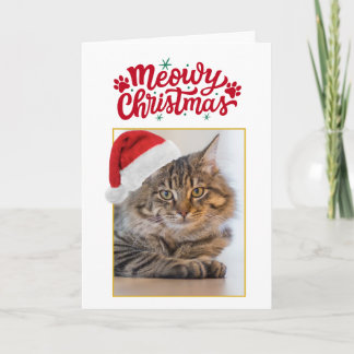 Festividades Cartão de Natal Meowy Personalizado com Foto Dobra